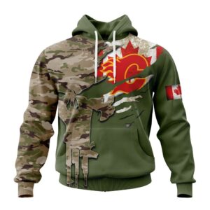NHL Calgary Flames Special Camo Skull Design