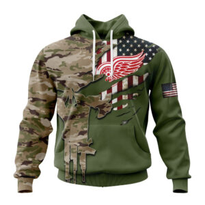 NHL Detroit Red Wings Special Camo Skull Design