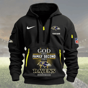 Baltimore Ravens Quarter Zip Hoodie Custom Collection S4