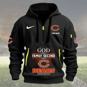 Chicago Bears Quarter Zip Hoodie Custom Collection S4