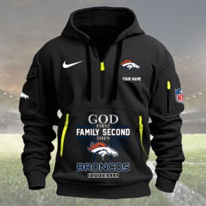 Denver Broncos Quarter Zip Hoodie Custom Collection S4