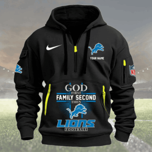 Detroit Lions Quarter Zip Hoodie Custom Collection S4