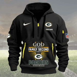 Green Bay Packers Quarter Zip Hoodie Custom Collection S4