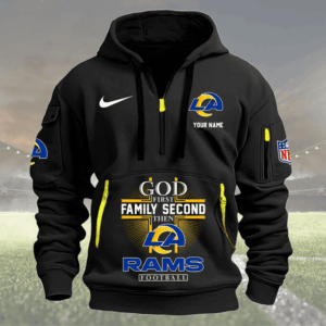 Los Angeles Rams Quarter Zip Hoodie Custom Collection S4