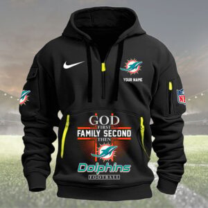 Miami Dolphins Quarter Zip Hoodie Custom Collection S4