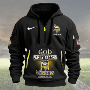 Minnesota Vikings Quarter Zip Hoodie Custom Collection S4