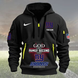 New York Giants Quarter Zip Hoodie Custom Collection S4