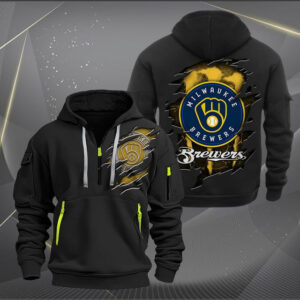 Milwaukee Brewers MLB Quarter Zip Hoodie Custom Collection S1