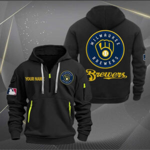 Milwaukee Brewers MLB Quarter Zip Hoodie Custom Collection S2