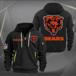 Chicago Bears Quarter Zip Hoodie Custom Collection S1