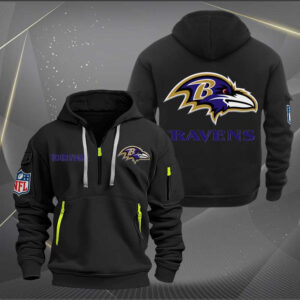Baltimore Ravens Quarter Zip Hoodie Custom Collection S1