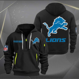 Detroit Lions Quarter Zip Hoodie Custom Collection S1